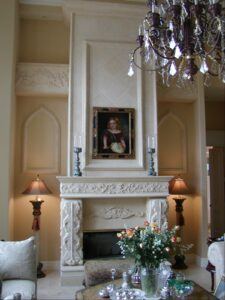 How to make Fireplaces a statement An impressive full height fireplace with a upper surround framing artwork