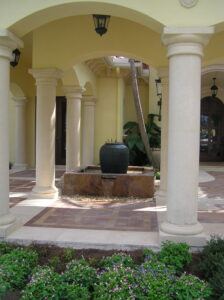 Precast column & caps. Several columns are shown her in an entry colonnade