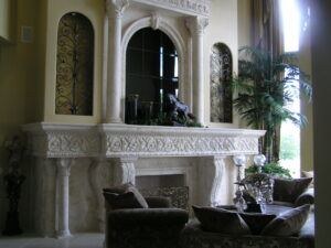 How to make Fireplaces a statement Here a wide fireplace with a mirror over the mantel