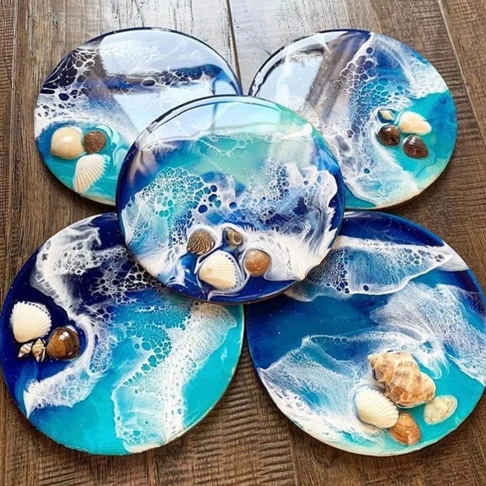 beautiful coasters made with epoxy resin